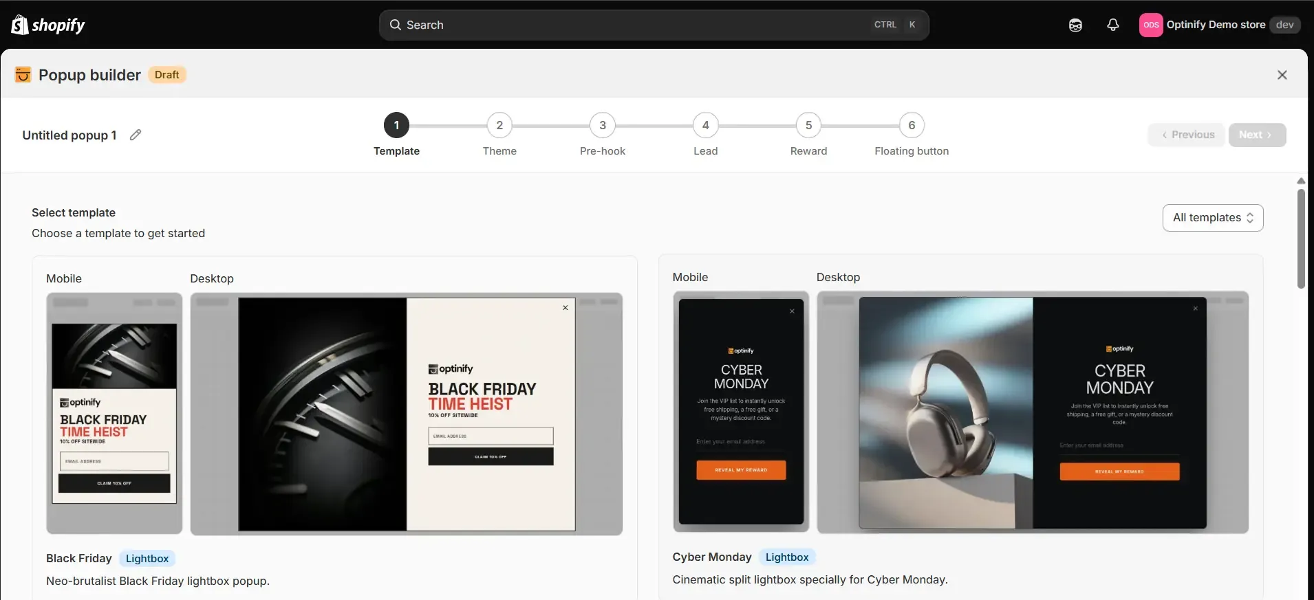 popup template